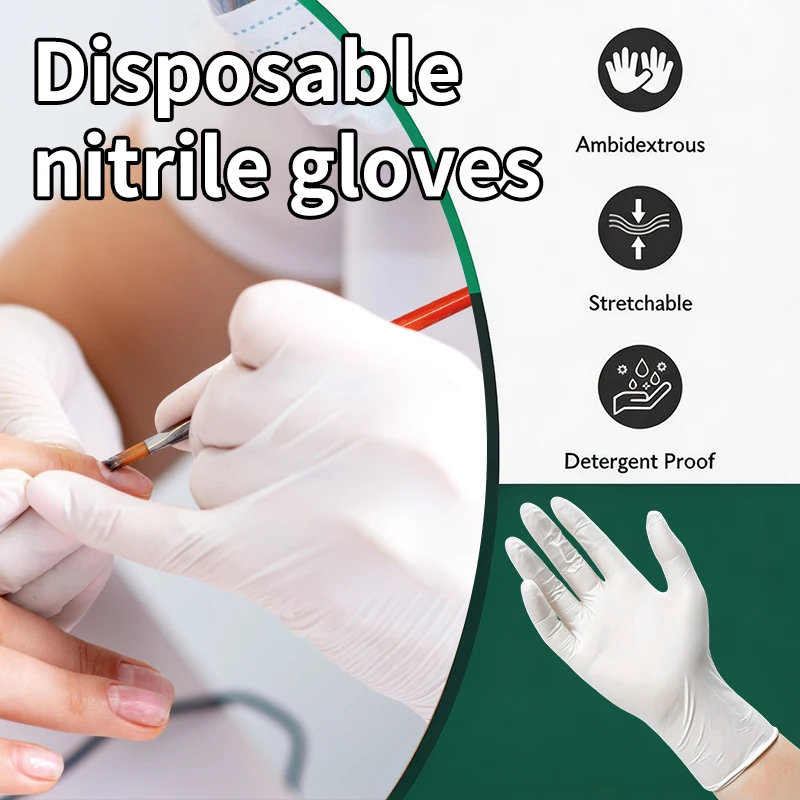 10/50/100/200/400PCS Nitrile Disposable Gloves for Work Latex Free Home Cleaning Glove Textured Mechanic Tattoo Hair Dye Beauty