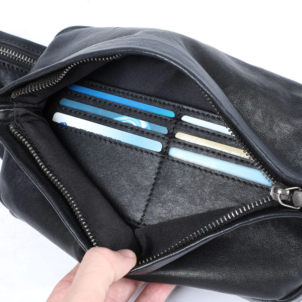 S.WORKER Premium Echtleder Herren-Brusttasche Modische Vollnarbenleder-Umhängetasche für Männer Schultertasche Sling Bag – Detail 25
