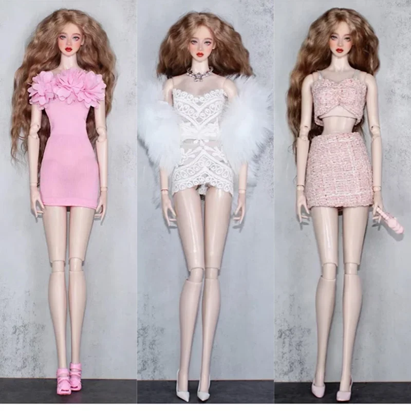 Conjunto de ropa para muñecas de moda, abrigo de piel, falda, vestido bonito para muñecas BJD de 30cm, ropa para muñecas BB FR 1/6, accesorios DIY