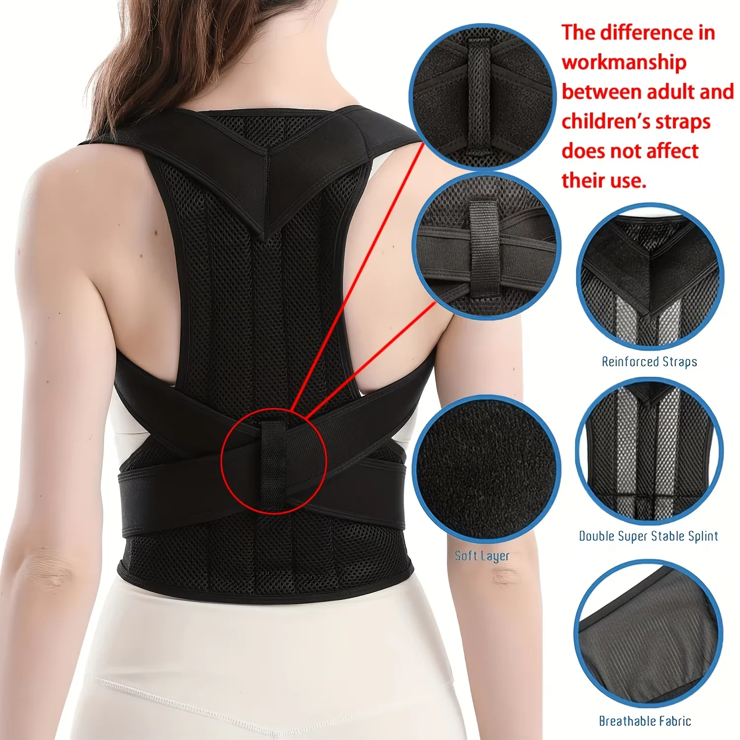 Posture Corrector Back Posture Brace Clavicle Support Hunching Adjustable Back Trainer Unisex Correction Belt - view 5