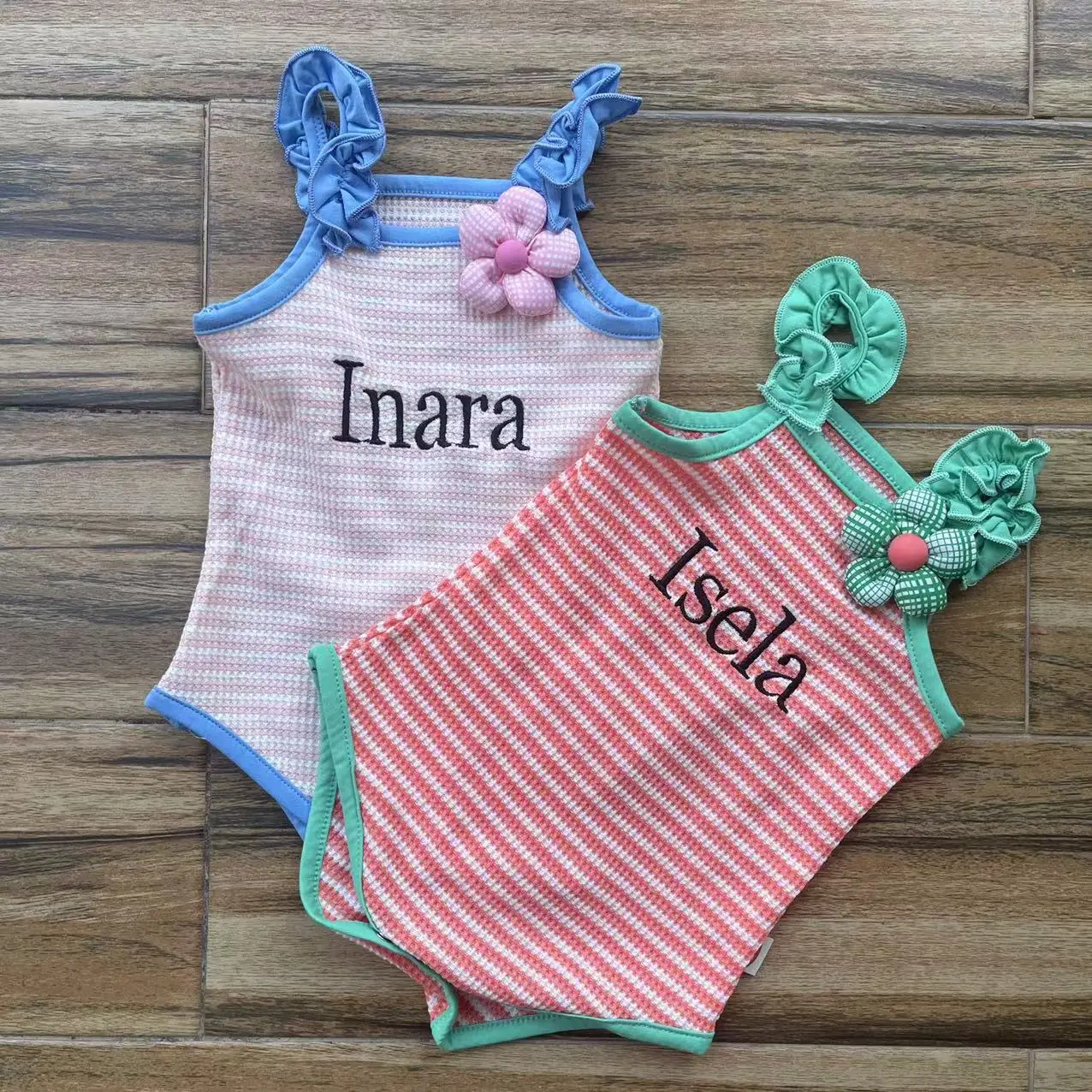 Embroidery With Any Name New Summer Baby Girl Suspender, Cotton Outdoor Clothing,personalized Customization Of Baby Jumpsuit