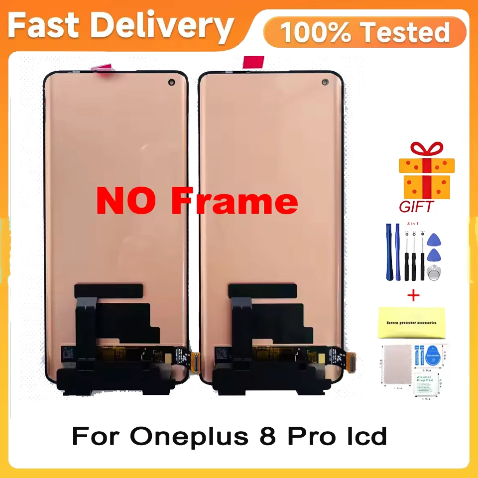OEM LTPO AMOLED 6.78'' Replacement For OnePlus 8 Pro LCD Display IN2023, IN2020, IN2021, IN2025 Touch Screen Assembly Parts