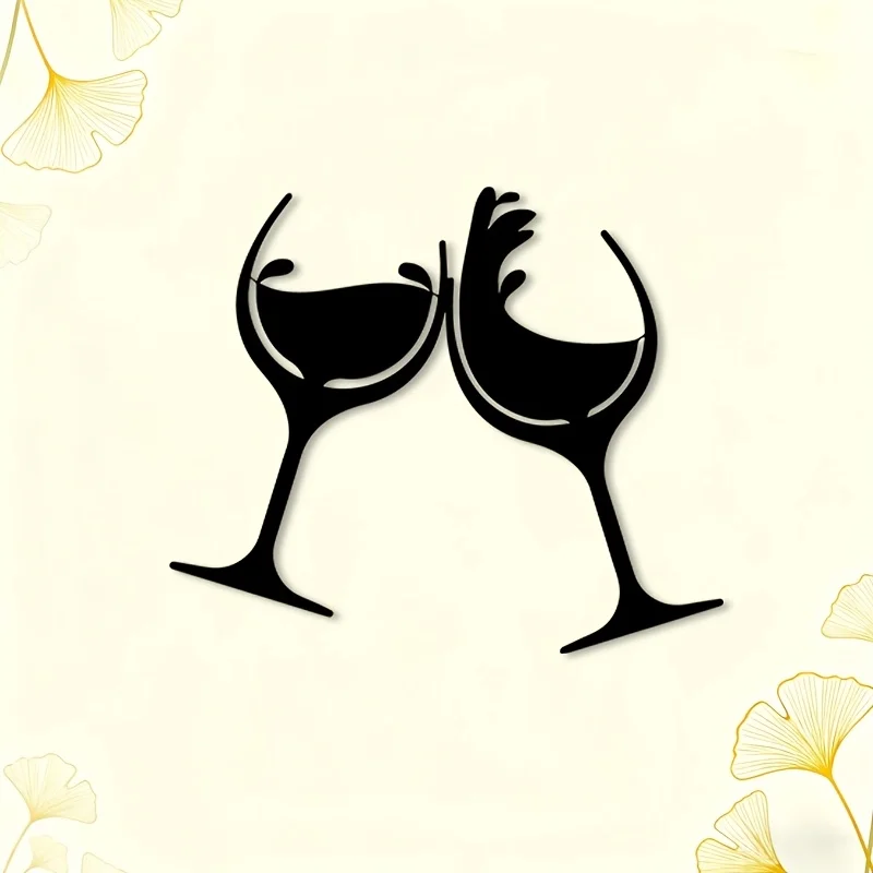 Vintage Wine Glass Metal Wall Sculpture Elegant Iron Wine Themed Statue Mural Gift Wine Lover Valentine Christmas Home Bar Decor