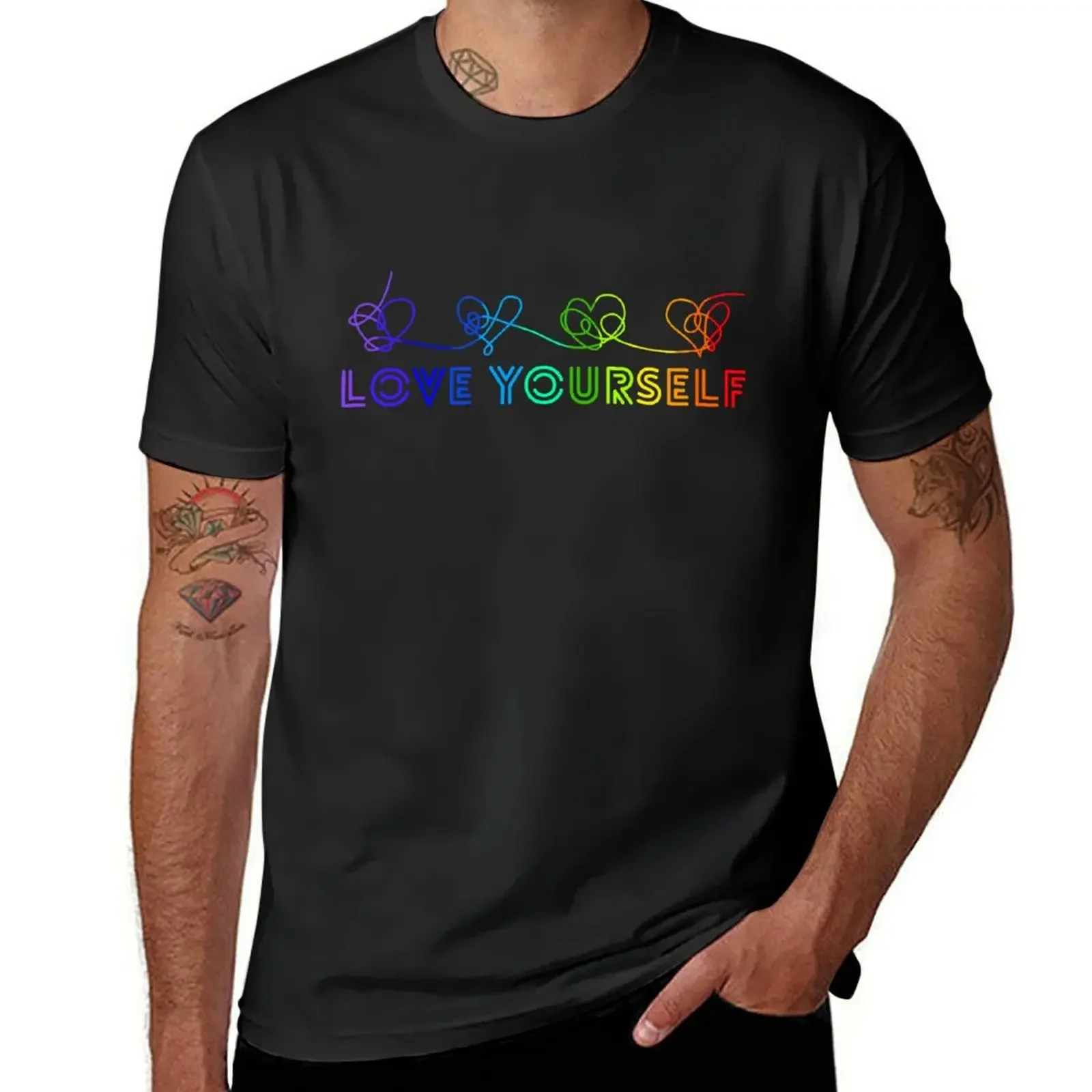 

Love yourself tear rainbow T-Shirt anime t shirts summer tops plus sizes funny t shirts for men