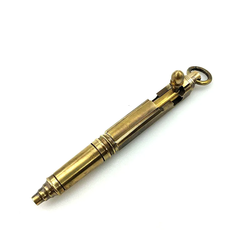 Buiten Schrijven Gereedschap Edc Mini Pocket Pen Handgemaakte Messing Bolt Balpen