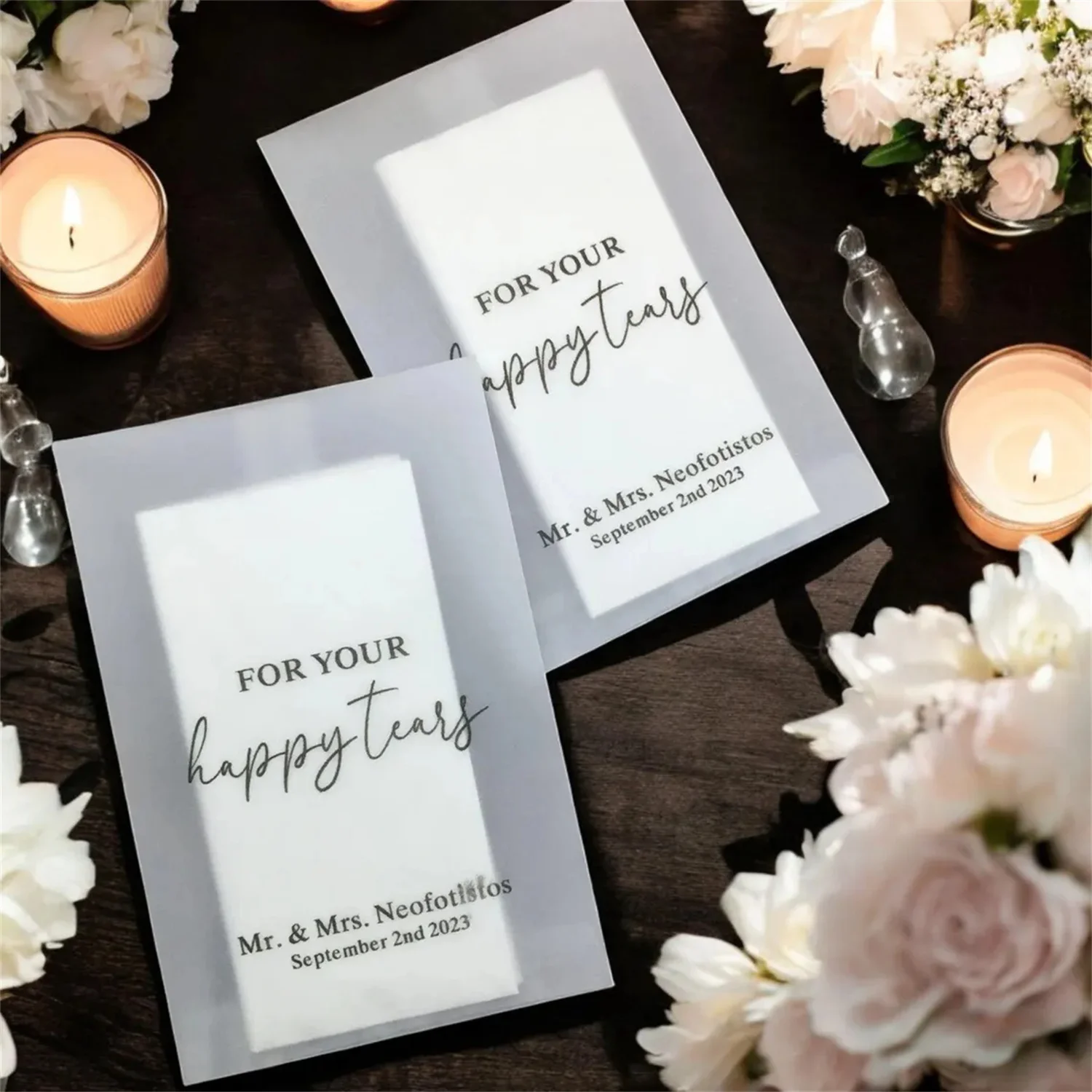 25Pcs Personalized Tears of Joy Tissue Packs Custom Wedding Guest Favor Tissue Holders Confetti Packs Wedding Ceremony Party Giv view 4