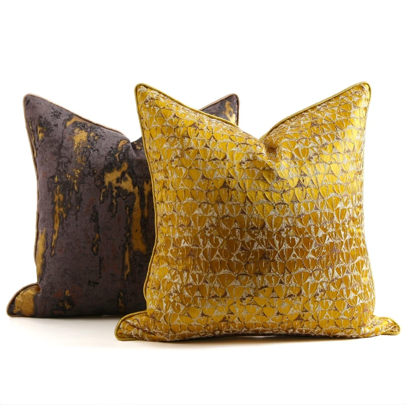 DUNXDECO Luxury Golden Color Room High Density Jacquard Cushion Cover Decorative Pillow Case Art Home Sofa Chair Bed Coussin