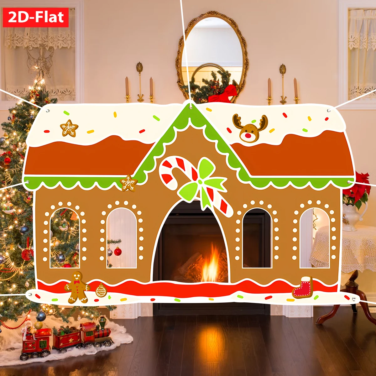 Photo Booth Frame - 1PC Christmas Gingerbread House Photo Booth