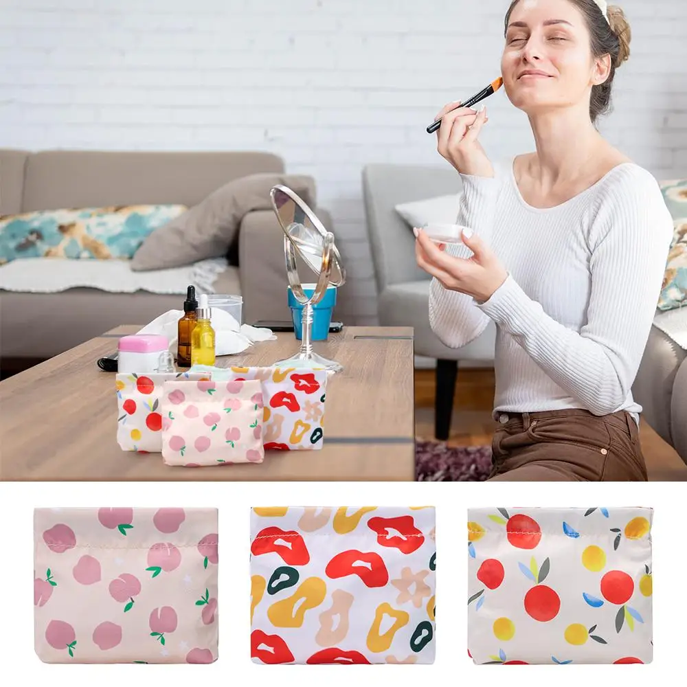 New Portable Makeup Storage Bag Compact Automatic Closure Lipstick Bags Cotton Coin Money Bag Daily