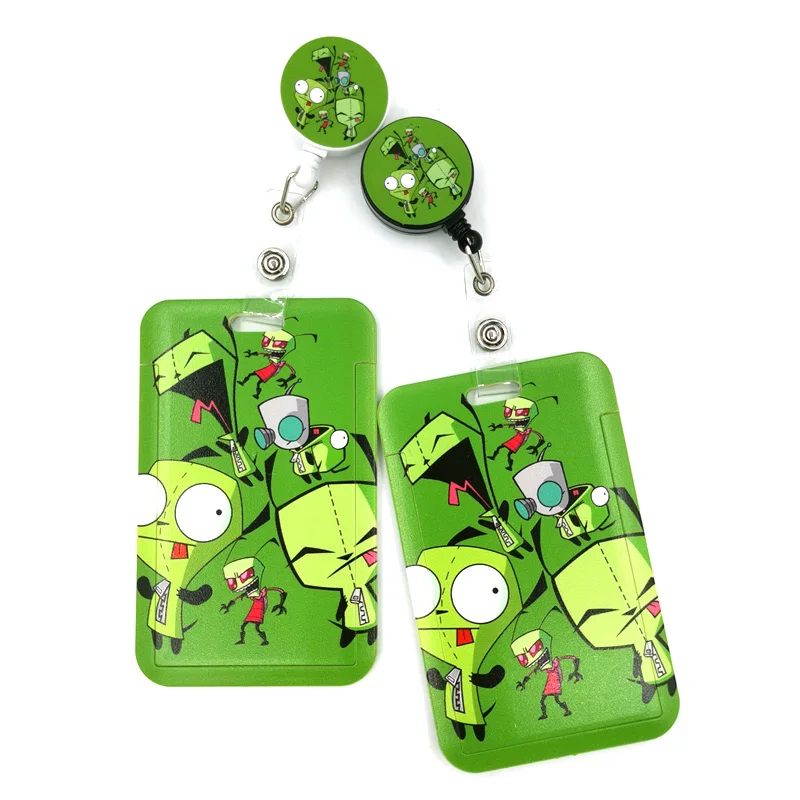 Invader Zim Cute Credit Card Cover Lanyard Bags Retractable Badge Reel Student Nurse Exhibition Enfermera Name Clips Card ID