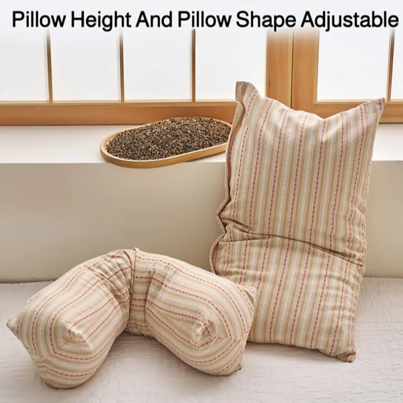 

1pcs Pure Buckwheat Husk Filling Traction Triangle Pillows Support Aid Protection Neck Protection Spine Cylindrical Pillow