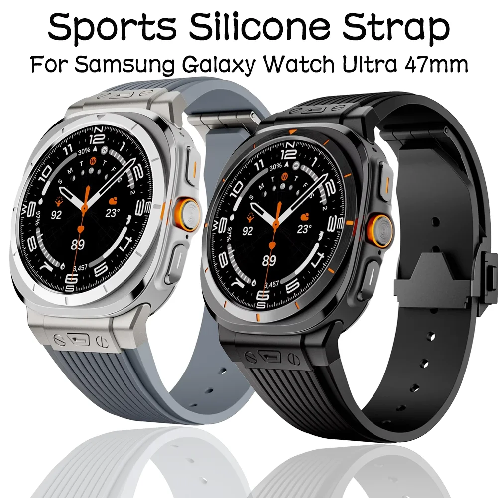 

Silicone Strap for Samsung Galaxy Watch Ultra 47mm Metal Buckle Band Bracelet Replaceable Galaxy Watch 7 Ultra Belt Accessories