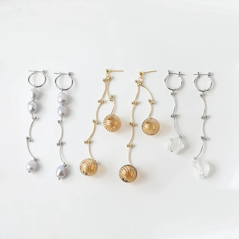 2 قطعة 14K الذهب منحني موجة سلسلة قلادة أقراط ربط المجوهرات DIY بها بنفسك صنع لوازم المواد الملحقات #2