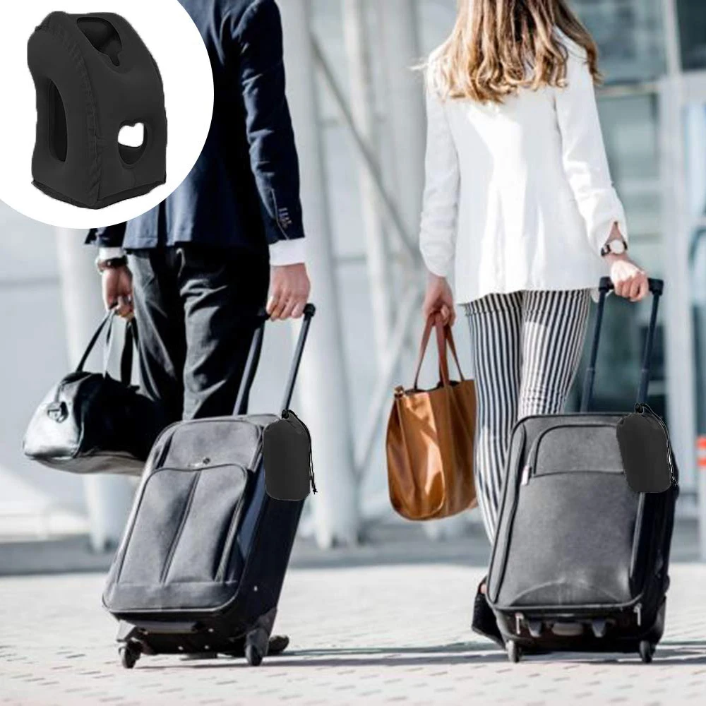 Inflatable Travel Pillow Portable Headrest Sleeping Bag Cushion Chin Neck Support for Outdoor Airplane Train Office and Home Use