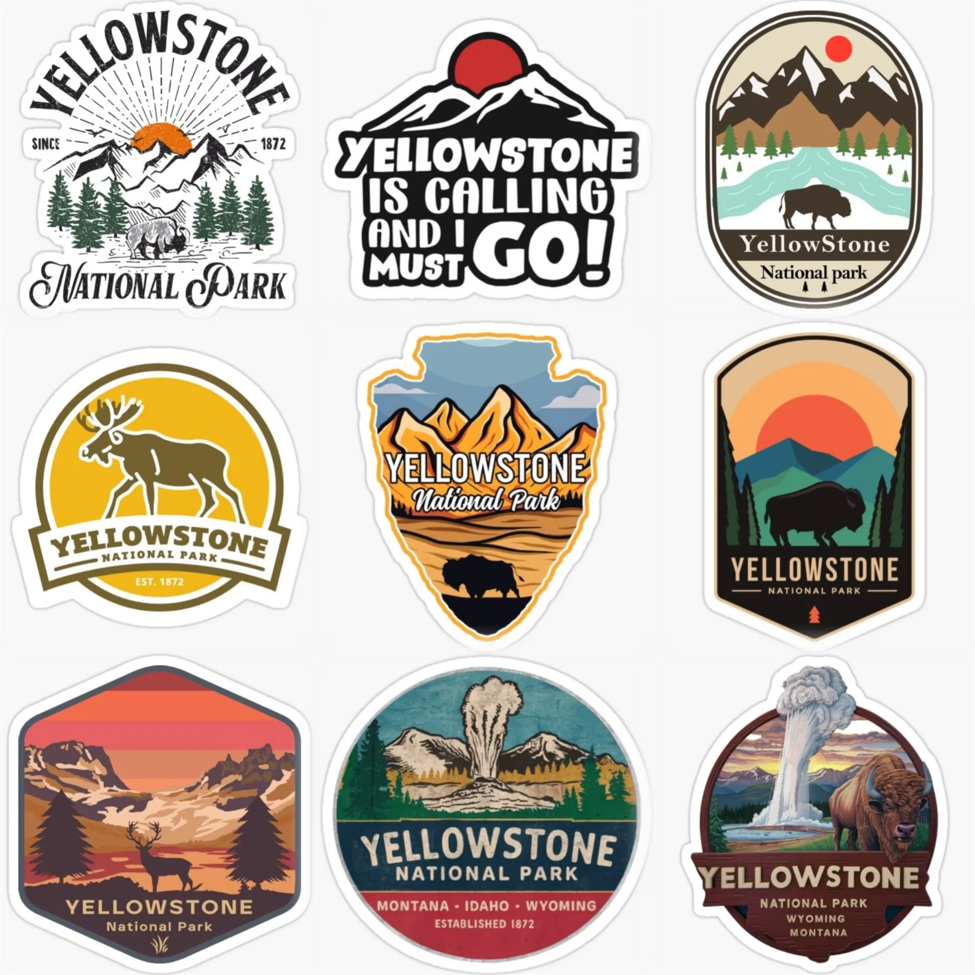 

Yellowstone National Park Scenery PVC Waterproof Car Sticker for Decorate Car Bumper Helmet Fridge Wall Decal Accessories
