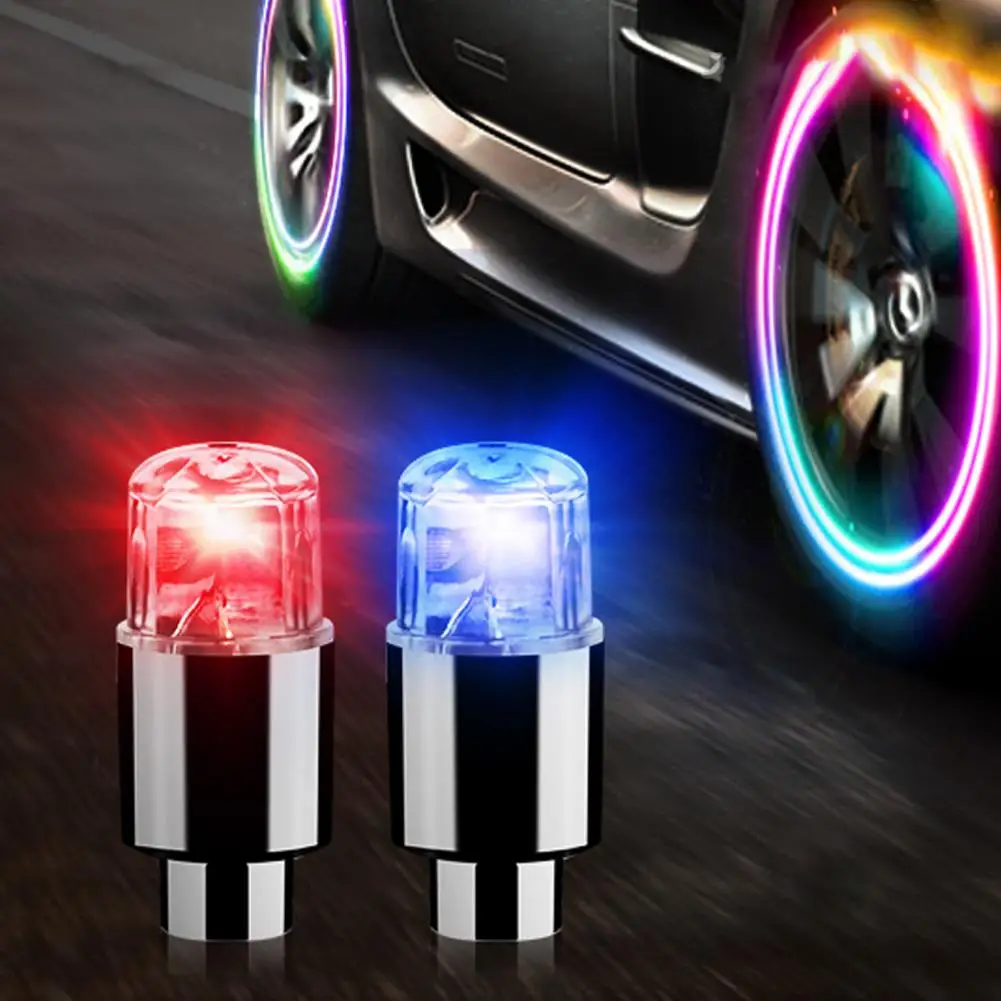 6Pcs Nozzle Tire Light Lamp Long-lasting Bright Compact Metal Cool Tires Decorative Light Cycling Wheel Glow Stick Light