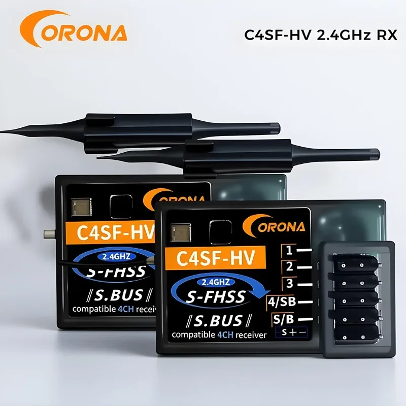 

Corona C4SF-HV C4SFHV Receiver 2.4GHz 4CH S-FHSS/FHSS SBUS Compatible 2.4G RX For FUTABA RC Remote Car Drift Original