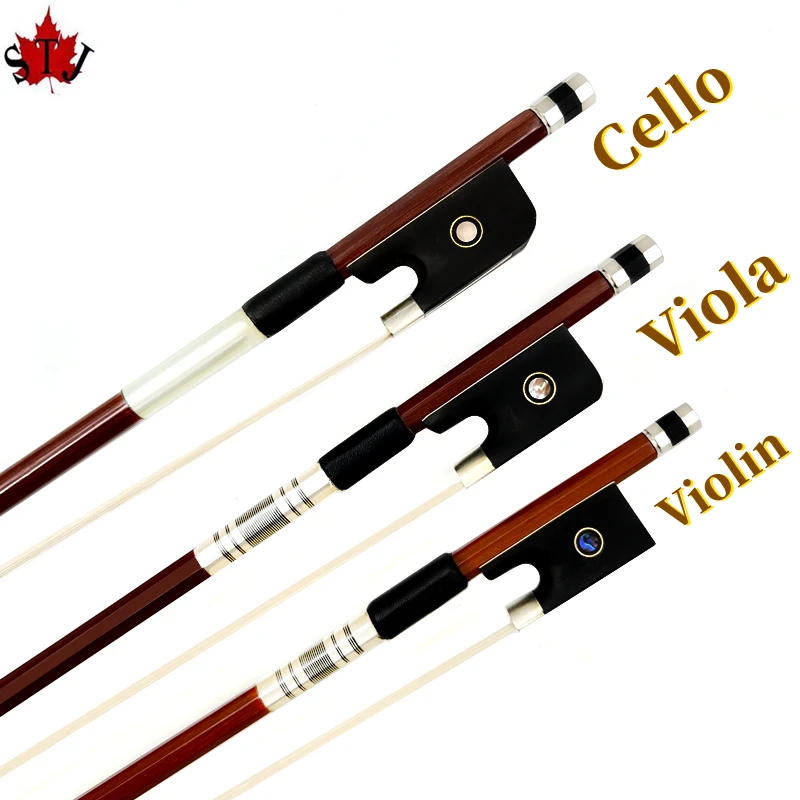 1pcs Beginner Use Student Violin/Fiddle/viola/cello Bow 1/16.1/10.1/8.1/4.1/2.3/4.4/4 Brazilwood, ,Natural Mongolia Horsehair