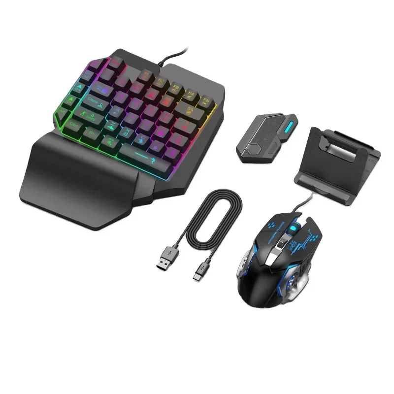 Gaming Keyboard and Mouse Set 4-in-1 Gaming Combo Rainbow Light Emitting Diode Backlit Wired Keyboard for PC Gaming