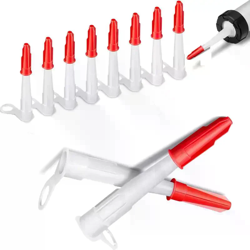 1 Set Kitpistool Nozzles Cap Rode Kalfateren Besparing Cap Glas Lijm Tip Afdichting Cap Lijm Mond Beschermhoes