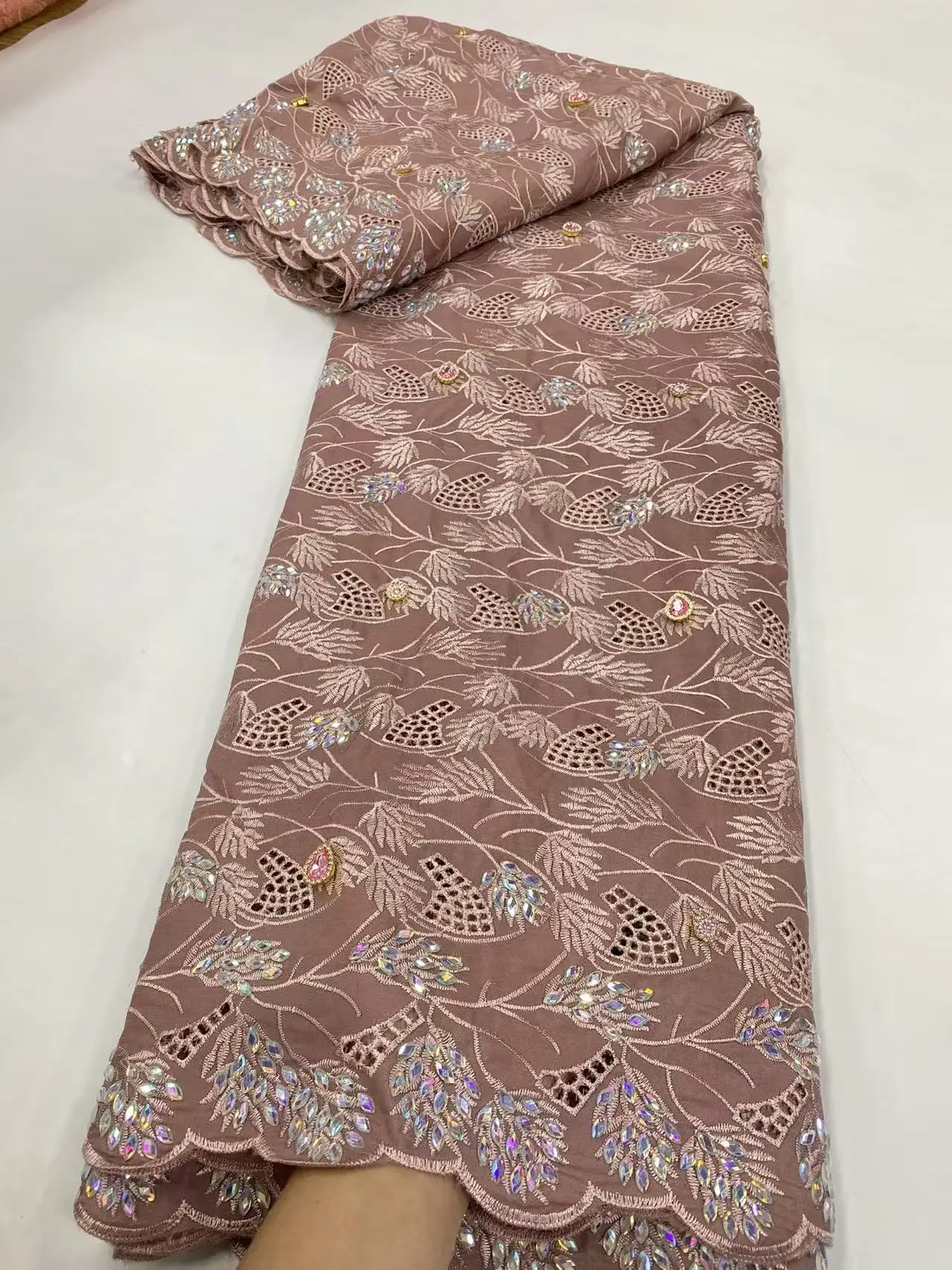 

Африканская гипюровая кружевная ткань с камнями и вышивкой, нигерийское свадебное кружево 2025, высокое качество, французская шифоновая кружевная ткань для платья H165-1