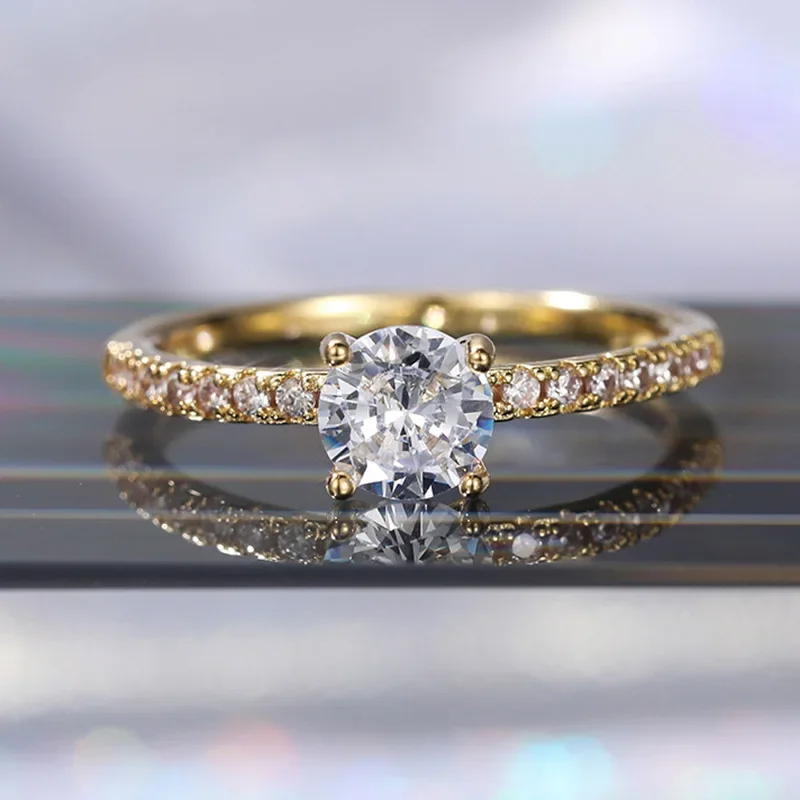 Wedding Band Eternity Rings Women Brilliant Round Zirconia Luxury Engagement Rings Thin Elegant Female Jewelry Wholesale