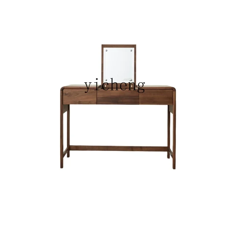 

TQH black walnut dresser simple pure solid wood dressing table bedroom flip mirror dressing table