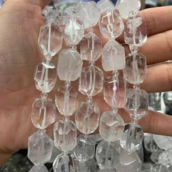 Natural White Rock Quartz Beads 15'' Faceted Irregular DIY Loose Beads For Jewelry Making Beads Necklace For Women Men Gift