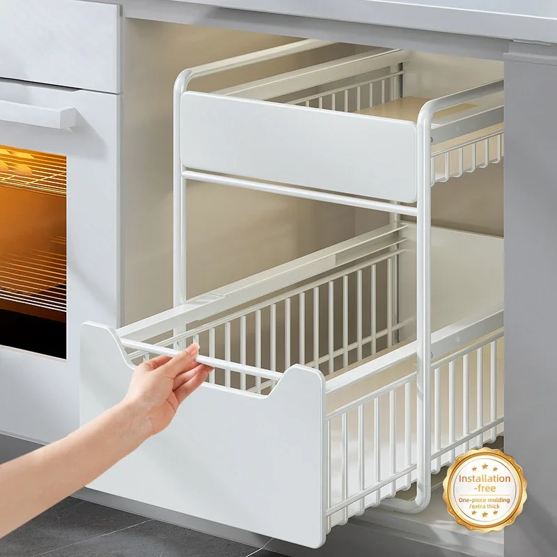 

Kitchen Storage Shelf Pull Out Cabinet Organizer Slide Drawer Storage Tray Seasoning Bottle Spice Storage Rack Kitchen Organizer