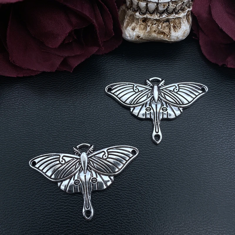 4Pcs 27*40mm Antique Silver Color Death Moth Charms Pendant Designer Charms Fit Jewelry Making DIY Jewelry Findings