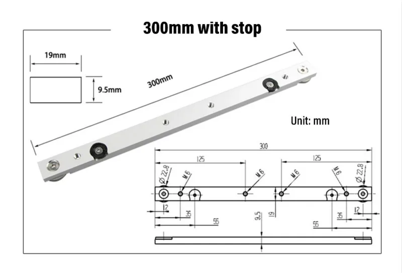 300/450/650mm Gehrung Bar Aluminium Slider Tisch Säge Gauge Stange Holzbearbeitung Werkzeug Geeignet Für T-Slot und T-Track – Detail 4