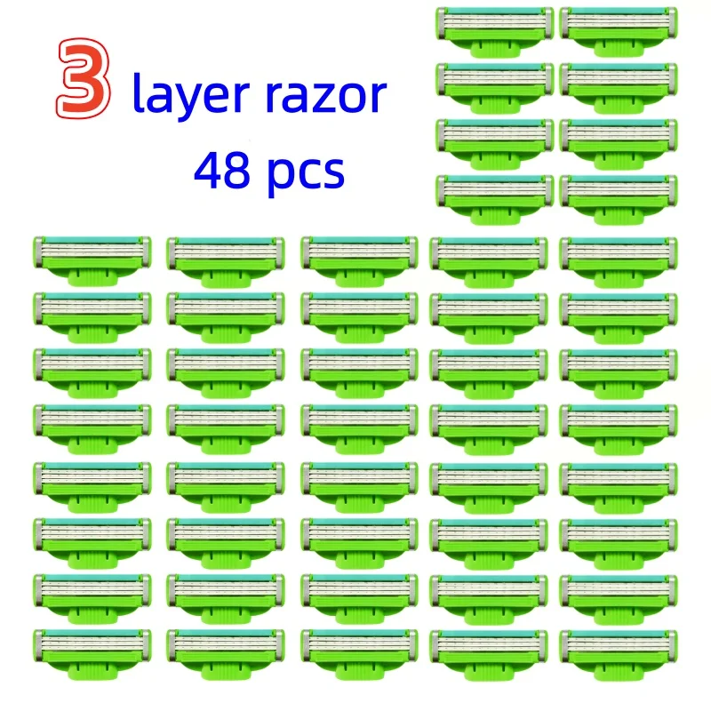 ماكينة حلاقة يدوية لإزالة الشعر مكونة من 3 طبقات للرجال ماكينة حلاقة سريعة وناعمة وآمنة مع شريط تزييت