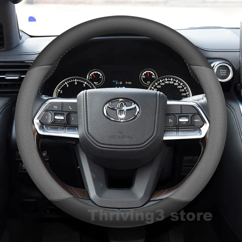 

Leather Car Steering Wheel Cover For Toyota Land Cruiser LC300 150 120 Prado 4X4 VX-R Hybrid ZX GR-S GR Sport Auto Accessories