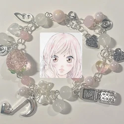 Pink strawberry bracelet cute phone charm Y2k coquettish bracelet