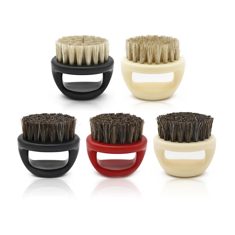 Barbeiro anel escova de cabelo cavalo cerdas escova de barba dos homens escova de barbear portátil barbeiro escovas de barba salão de beleza escova de limpeza facial