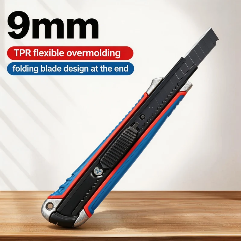 

Utility Knife with Aluminum Alloy Body - TPR Comfort Grip, Electrophoretic Stainless Steel Holder, SK5 Blade, Accepts 9mm Blades