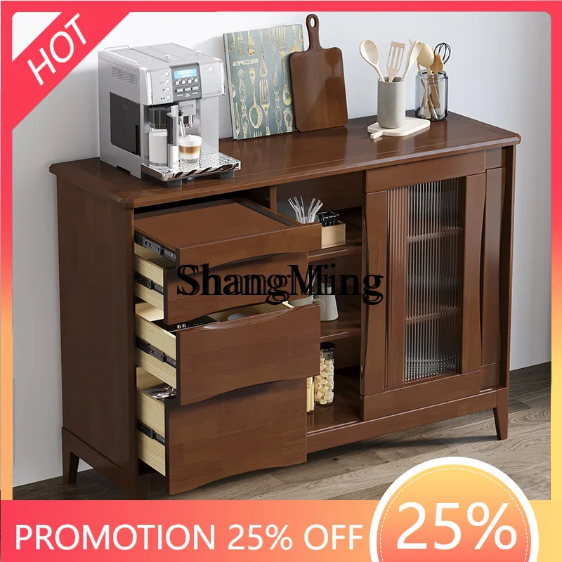 

FGgood-lookingsolid wood dining side cabinet small apartment cabinet storage kitchen locker living room oak tea log side cabinet