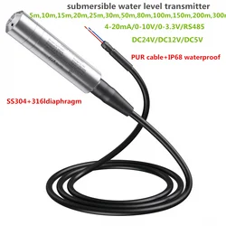 水位トランスミッター,水位センサー,トランスデューサー,0-10v,4-20ma,rs485,0-3.3v,5m, 15m, 10m, 80m