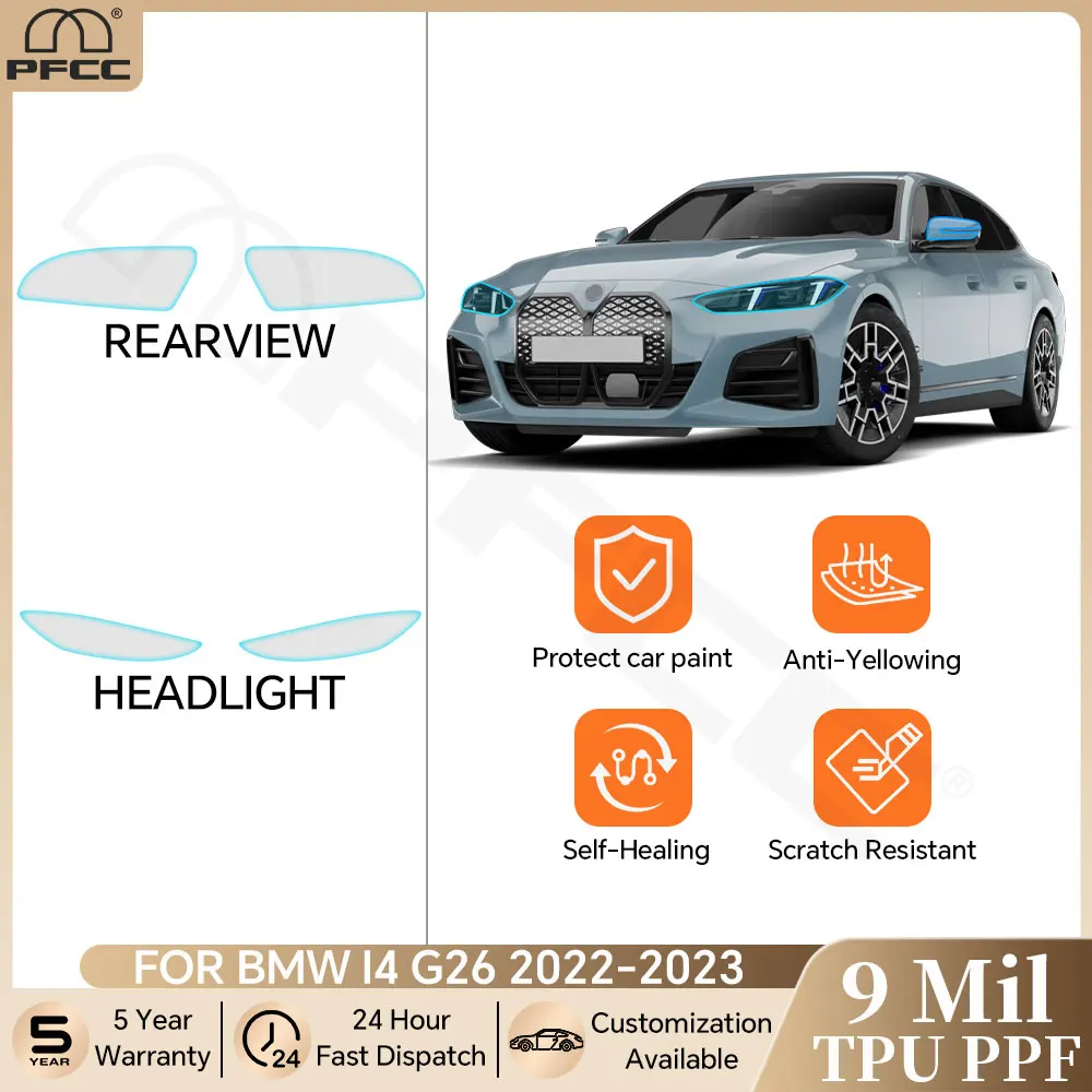 

For BMW I4 G26 2022 2023 Pre-cut PPF Bra Car Headlight Rearview TPU Paint Protection Film Anti-scratch Clear Kit Resistant Cover
