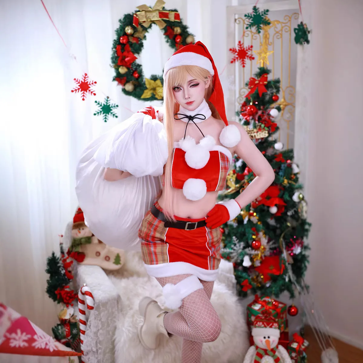 

My Dress-Up Darling Kitagawa Marin Christmas Plaid Skirt Cosplay Costume Cos Name Role-Playing Costume