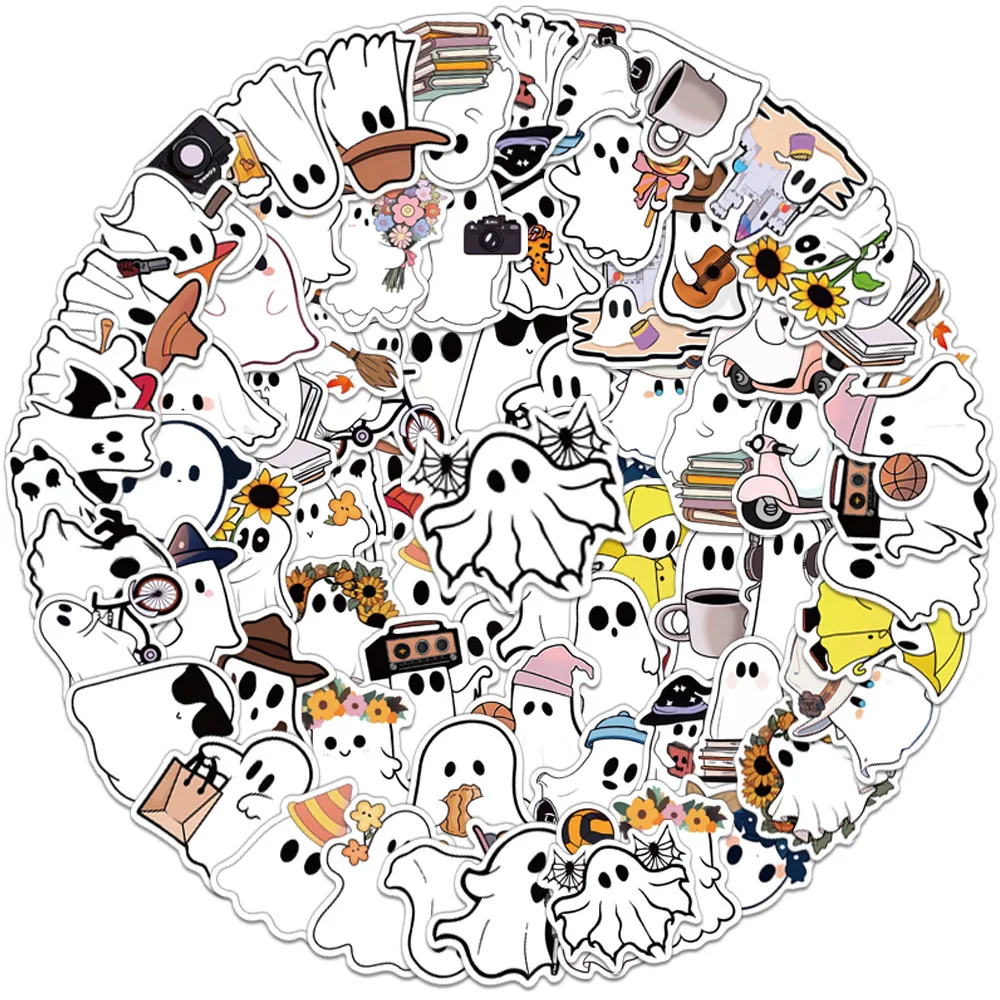 50PCS Creative Ghost Cute Cartoon Stickers Envelope Sealing Stickers DIY Skateboard Phone Case Notebook Water Cup Stickers