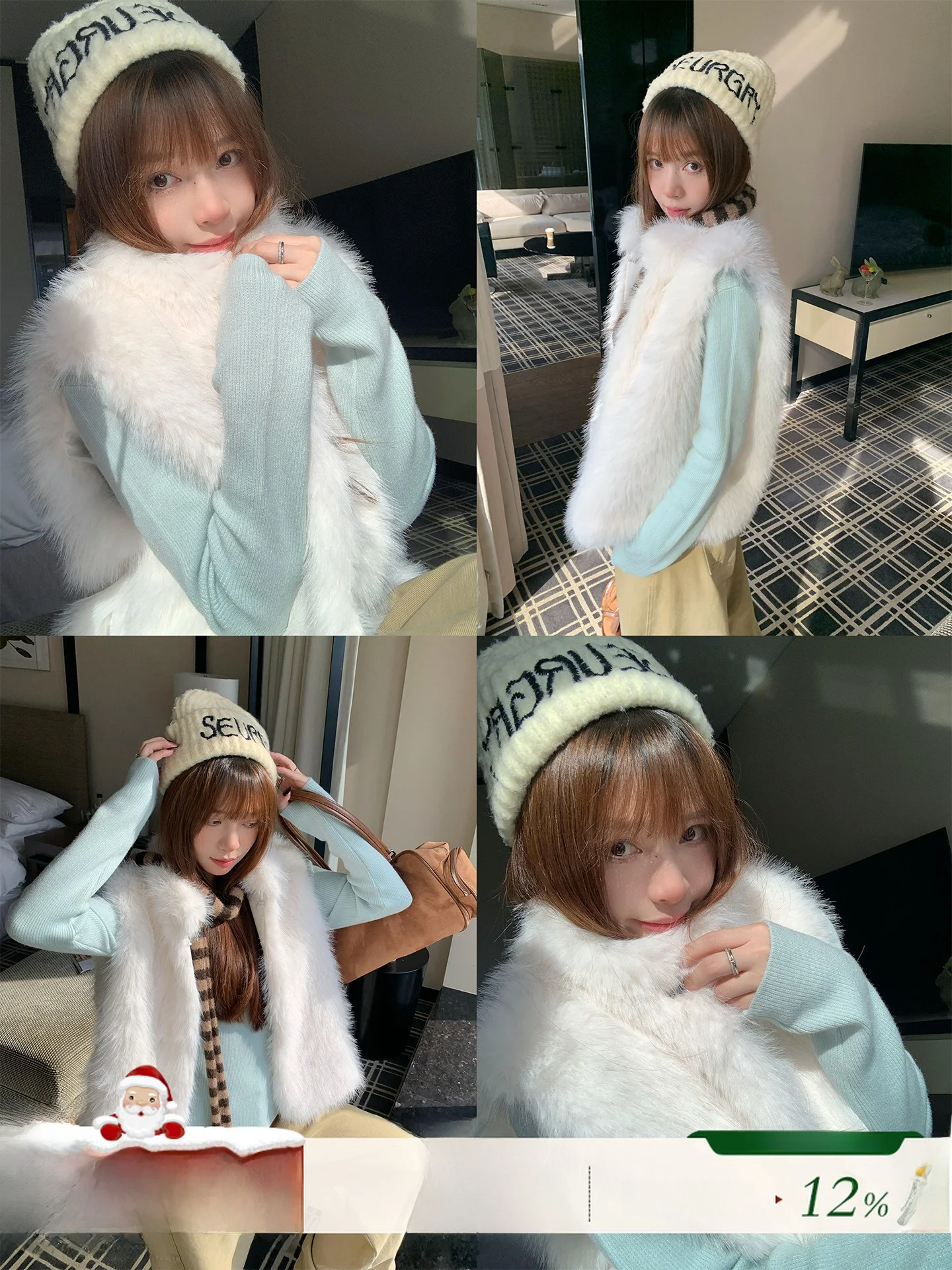 

Su San San Korean Sle Women's Vest Jaet Autumn Winter New Stand Collar Furry Outerwear Commute Sle Pure Color