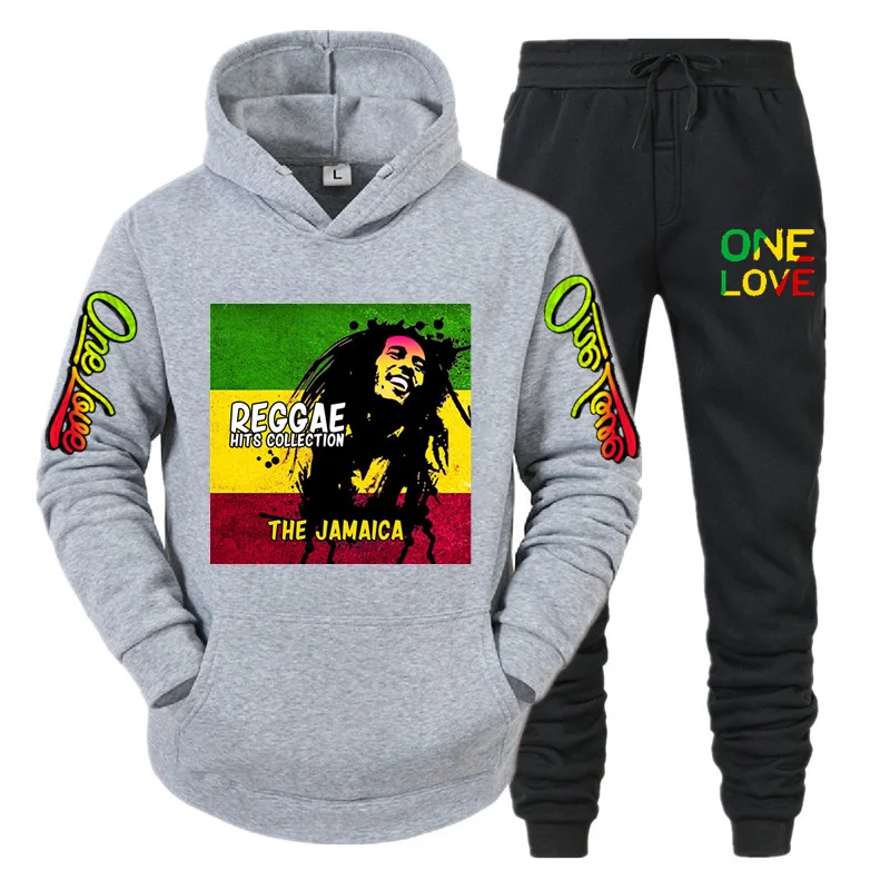 Ladies/Men\'s Hoodie Bob Marley Legend Reggae One Love Print Sweatshirt Winter Fashion Casual Top Long Sleeve+ Pants Suit Clothes