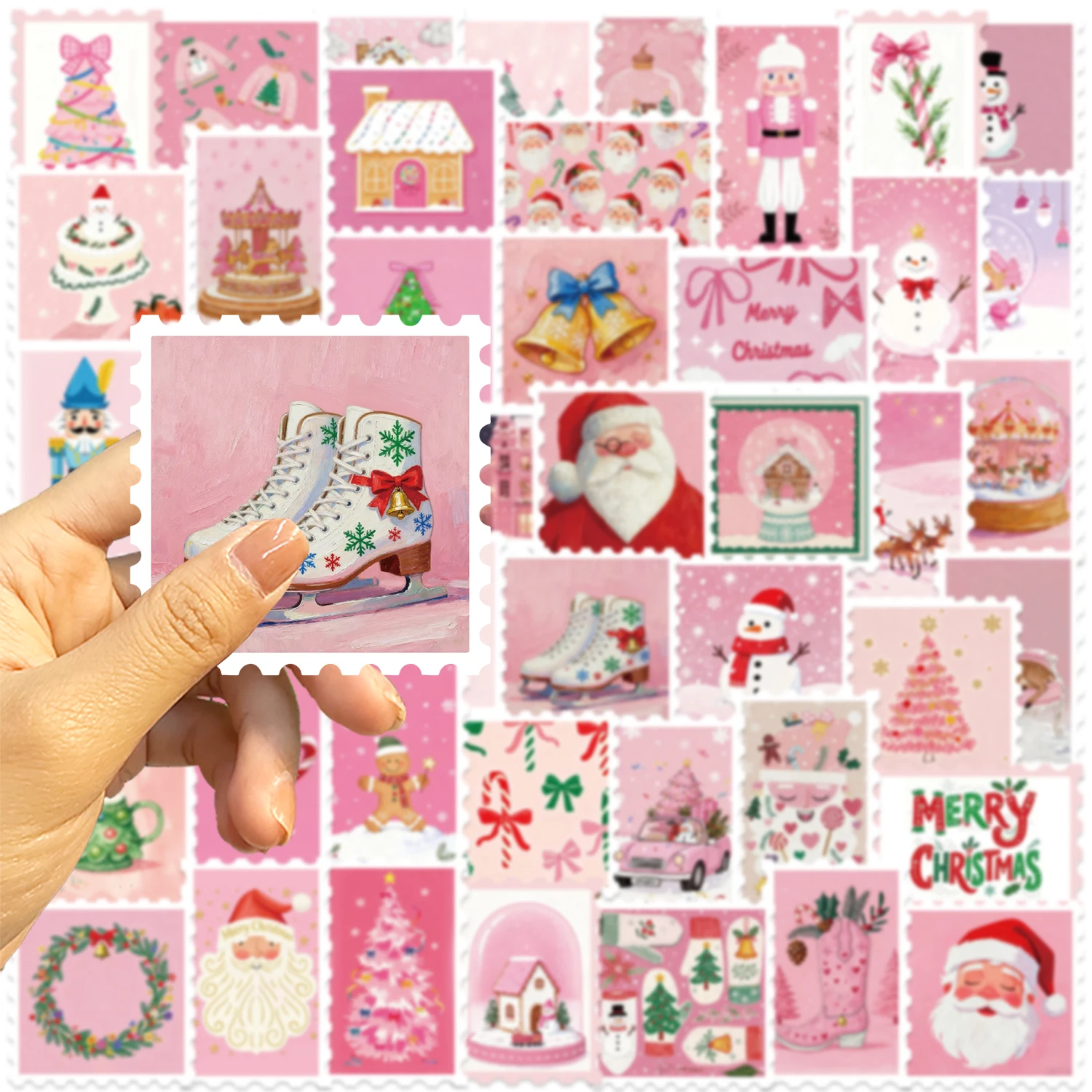50 pezzi di timbri rosa adesivi natalizi bagagli scrapbooking immagine artistica soggiorno laptop skateboard graffiti adesivo fai da te