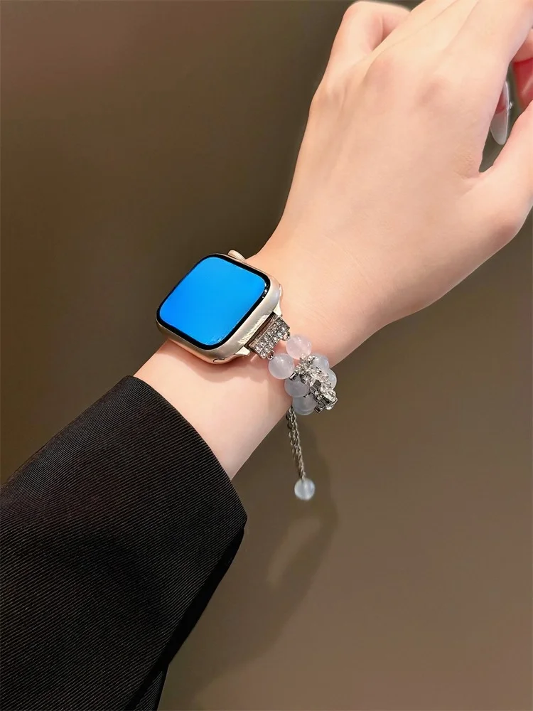 

Cat's Eye Stone Pearl Chain Compatible with iWatch Strap 38mm 40mm 41mm 42mm 44mm 45mm 49mm Fashion Strap