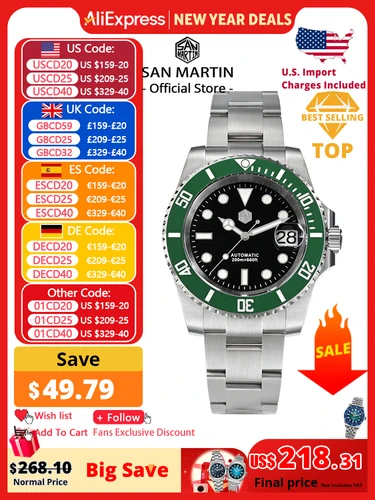 San Martin nuevo 40mm agua fantasma reloj de buceo hombres de lujo NH35 PT5000 reloj mecánico automático zafiro impermeable 200m SN0017