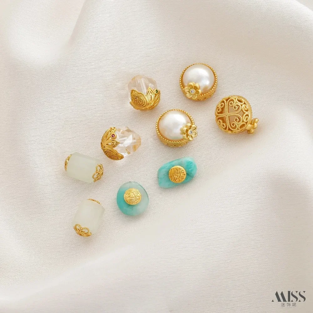 Cristal blanc naturel Jade Tianhe pierre perle Lotus une petite fleur perle Bracelet à bricoler soi-même collier chaîne accessoires