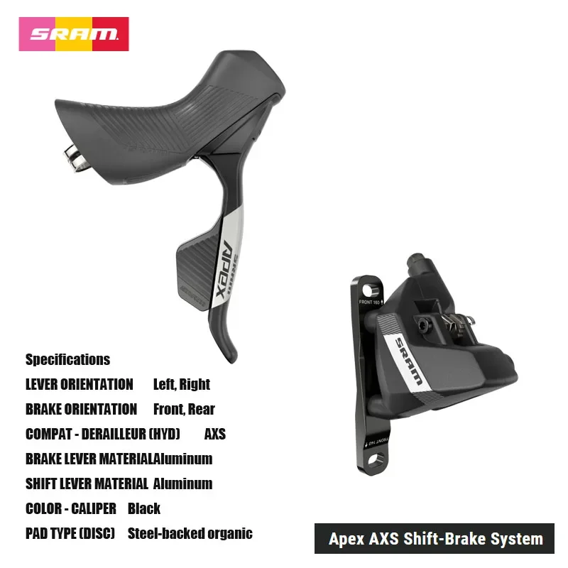 SRAM Apex AXS Shift-Brake System AXS enabled for easy wireless setup, personalization, and reliability