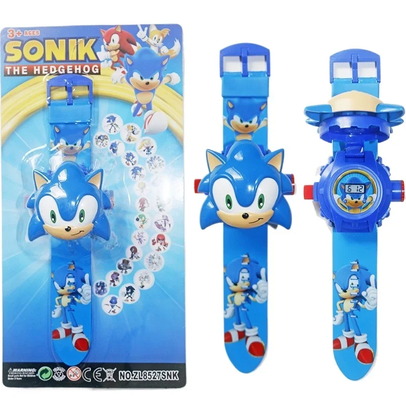 Cartoon Sonic Flip Design Projection Electronic Watch  Party Toy Watch Fashion Casual Wristwatch Gift view 2