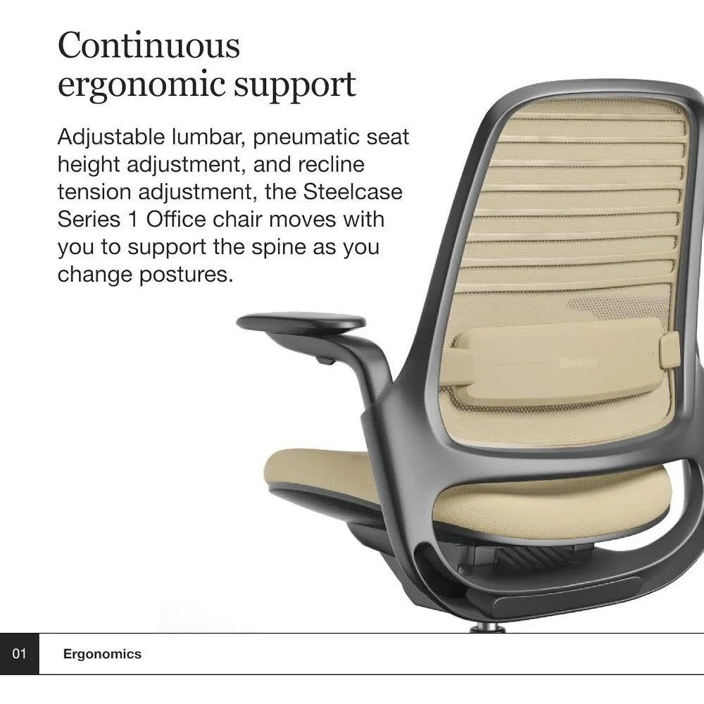 Series 1 Office Chair - Ergonomic Work Chair with Wheels for Carpet - Helps Support Productivity - Weight-Activated Controls